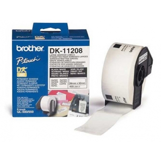 Brother DK-11208 - Etiqueta dirección grande, papel térmico, 38 x 90 mm, rollo de 400 etiquetas