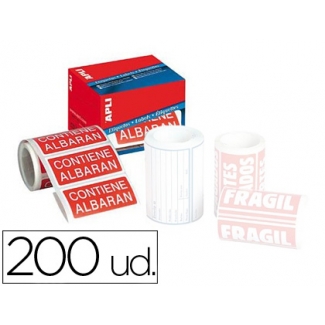 Apli 295 - Etiquetas adhesivas, impresión contiene albarán, 50 x 100 mm, rollo de 200 etiquetas