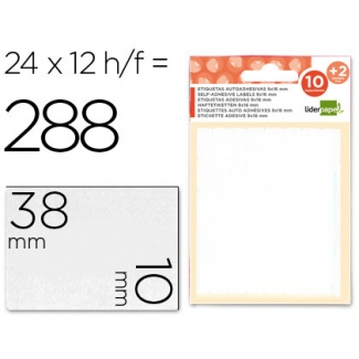 Liderpapel ET02 - Etiquetas adhesivas, 10 mm x 38 mm, sobre de 10 hojas + 2 gratis