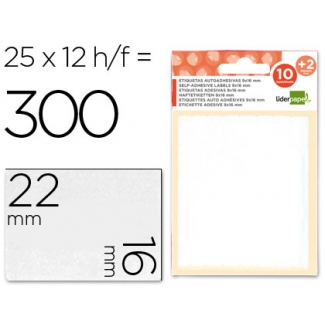 Liderpapel ET07 - Etiquetas adhesivas, 16 mm x 22 mm, sobre de 10 hojas + 2 gratis