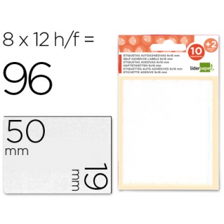 Liderpapel ET10 - Etiquetas adhesivas, 19 mm x 50 mm, sobre de 10 hojas + 2 gratis