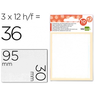 Liderpapel ET15 - Etiquetas adhesivas, 30 mm x 95 mm, sobre de 10 hojas + 2 gratis