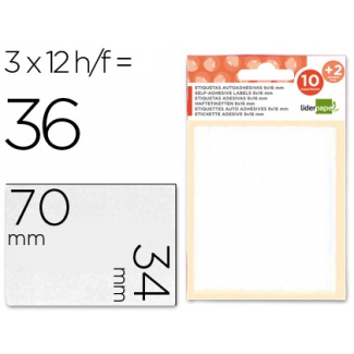 Liderpapel ET17 - Etiquetas adhesivas, 34 mm x 70 mm, sobre de 10 hojas + 2 gratis