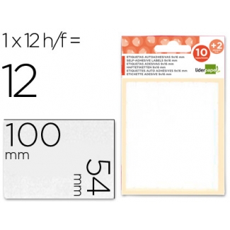 Liderpapel ET22 - Etiquetas adhesivas, 54 mm x 100 mm, sobre de 10 hojas + 2 gratis