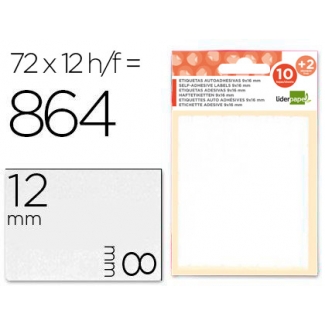 Liderpapel ET25 - Etiquetas adhesivas, 8 mm x 12 mm, sobre de 10 hojas + 2 gratis