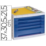 Liderpapel FM05 - Fichero de sobremesa, bandeja organizadora superior, 5 cajones, color azul translúcido