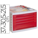 Liderpapel FM09 - Fichero de sobremesa, bandeja organizadora superior, 5 cajones, color rojo translúcido