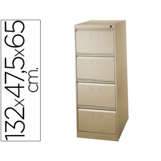 Fichero cajones de suelo metal 4 cajones 132 cm alto 65 cm prof 47,5 ancho color beige Nº 34 guias telescop antivuelc