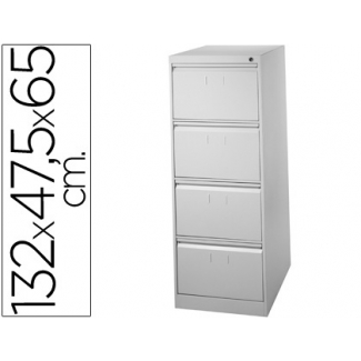 Fichero cajones de suelo metal 4 cajones 132 cm alto 65 cm prof 47,5 ancho color gris 75 guias telescopic antivuelc
