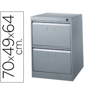 Fichero cajones de suelo metálico de 2 cajones 70 cm alto,64 cm prof,49 cm anchocolor color gris