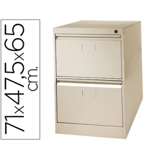Fichero cajones de suelo metálico de 2 cajones 71 cm alto,65 cm prof,47,5 anchocolor color beige Nº 34 antivuelco