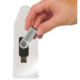Q-Connect KF22350 - Funda autoadhesiva para memorias USB, pack de 10 unidades
