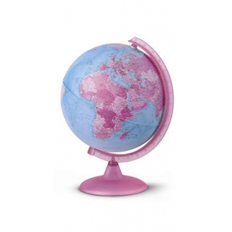 Globo terraqueo geo-politico rosa y azul