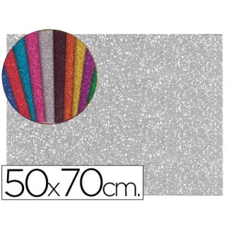 Liderpapel GE65 - Goma eva, espesor de 2 mm, 50 cm x 70 cm, con purpurina, color plata
