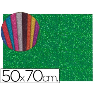 Liderpapel GE69 - Goma eva, espesor de 2 mm, 50 cm x 70 cm, con purpurina, color verde