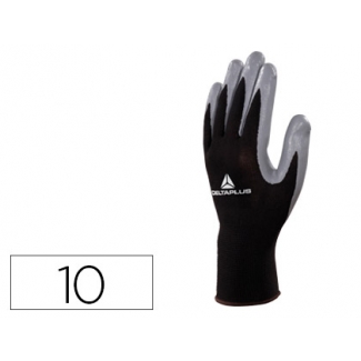 Deltaplus VE712GR-10 - Guante de poliéster, palma de nitrilo, talla 10/XL, color negro/gris