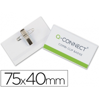 Q-Connect KF01568 - Identificador con pinza e imperdible, 40 mm x 75 mm