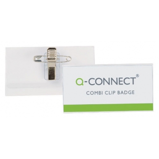 Q-Connect KF01567 - Identificador con pinza e imperdible, 54 mm x 90 mm