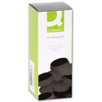 Q-Connect KF02632 - Imanes para pizarra magnética, 20 mm, caja de 10 unidades, color negro