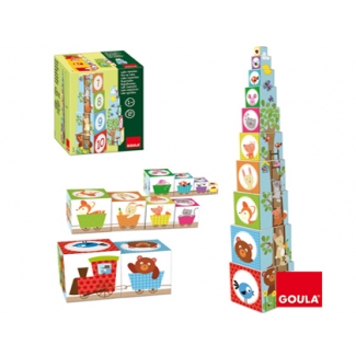 Goula 55219 - Juego didáctico, cubos apilables figuras del bosque