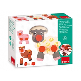 Goula 55239 - Juego didáctico, enrosca y juega animales de la granja