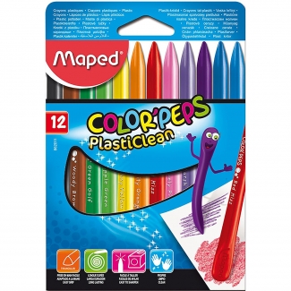 Maped Color Peps Plasticlean 862011 - Ceras duras, caja de 12 colores