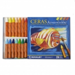 Manley MNQ00424 - Ceras blandas acuarelables, caja de 24 colores
