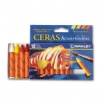 Manley MNQ00412 - Ceras blandas acuarelables, caja de 12 colores