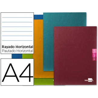 Liderpapel Scriptus LA11 - Libreta grapada, tamaño A4, tapa blanda, 48 hojas de 90 gr, rayado horizontal, con margen, colores surtidos