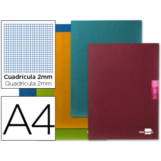 Liderpapel Scriptus LA04 - Libreta grapada, tamaño A4, tapa blanda, 48 hojas de 90 gr, milimetrado, sin margen, colores surtidos