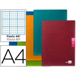 Liderpapel Scriptus LB38 - Libreta grapada, tamaño A4, tapa blanda, 48 hojas de 90 gr, rayado nº 46, sin margen, colores surtidos