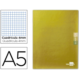 Libreta Liderpapel scriptus tamaño A5 48 hojas 90 gr/m2 cuadrícula de 4 mm con margen color naranja