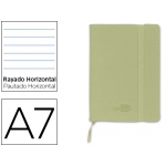 Liderpapel LB58 - Libreta encolada, tapa símil piel, tamaño A7, 120 hojas de 70 gr, rayado horizontal, sin margen, color verde