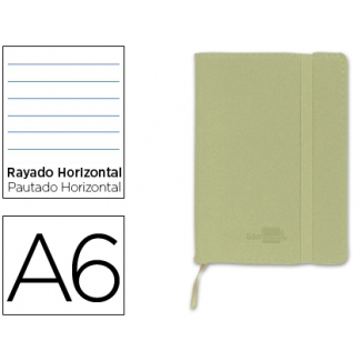 Liderpapel LD08 - Libreta encolada, tapa símil piel, tamaño A6, 120 hojas de 70 gr, rayado horizontal, sin margen, color verde