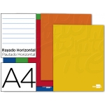 Liderpapel Smart LA12 - Libreta grapada, tamaño A4, tapa blanda, 80 hojas de 60 gr, rayado horizontal, con doble margen, colores surtidos
