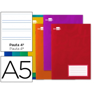 Liderpapel Smart LB07 - Libreta grapada, tamaño A5, tapa blanda, 32 hojas de 60 gr, pauta ancha de 3,5 mm, con margen, colores surtidos