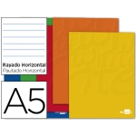 Liderpapel Smart LB34 - Libreta grapada, tamaño A5, tapa blanda, 80 hojas de 60 gr, rayado horizontal, con doble margen, colores surtidos