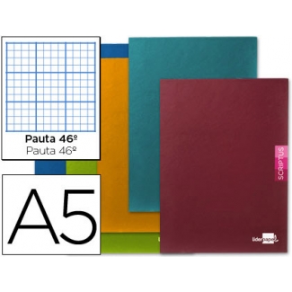 Liderpapel Scriptus LA19 - Libreta grapada, tamaño A5+, tapa blanda, 48 hojas de 90 gr, rayado nº 46, sin margen, colores surtidos