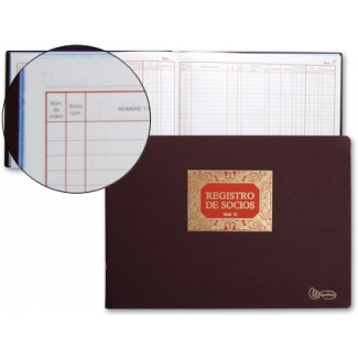 Miquelrius 5013 - Libro de registro de socios, Nº 13, tamaño folio apaisado, 100 hojas