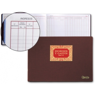 Miquelrius 5061 - Libro de ingresos y gastos, Nº 61, tamaño folio apaisado, 100 hojas
