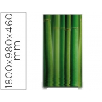 Mampara separadora easyscreen con marco aluminio y panel de tela decorado bambu