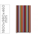 Mampara separadora easyscreen con marco aluminio y panel de tela decorado rayas