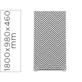 Mampara separadora easyscreen con marco aluminio y panel de tela decorado zig-zag color negro mm