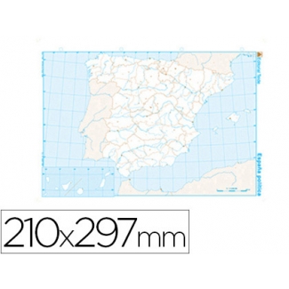 Teide - Mapa mudo b/n, España, tipo político, A4