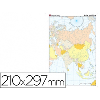 Teide - Mapa mudo color, Asia, tipo político, A4