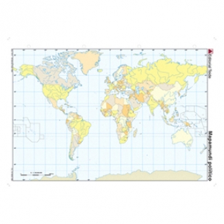 Teide - Mapa mudo color, Planisferio, tipo político, A4