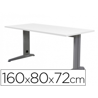 Mesa de oficina Rocada metal aluminio /blanco 160x80 cm