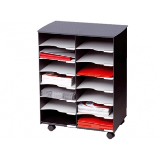 Modulo Fast-PaperFlow con 14 casillas y ruedas pivotantes color negro