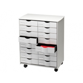 Mueble auxiliar Fast-PaperFlow para oficina color negro 16 cajones en 2 columnas gris5x382 71,5x58x34,3 cm