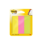 Post-it 671/3 - Banderitas separadoras adhesivas, 25 x 76 mm, colores amarillo, rosa y verde lima, pack de 3 colores surtidos, blocs de 100 hojas